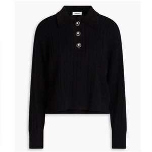Sandro Black Cable Knit Sweater with Embellished Buttons